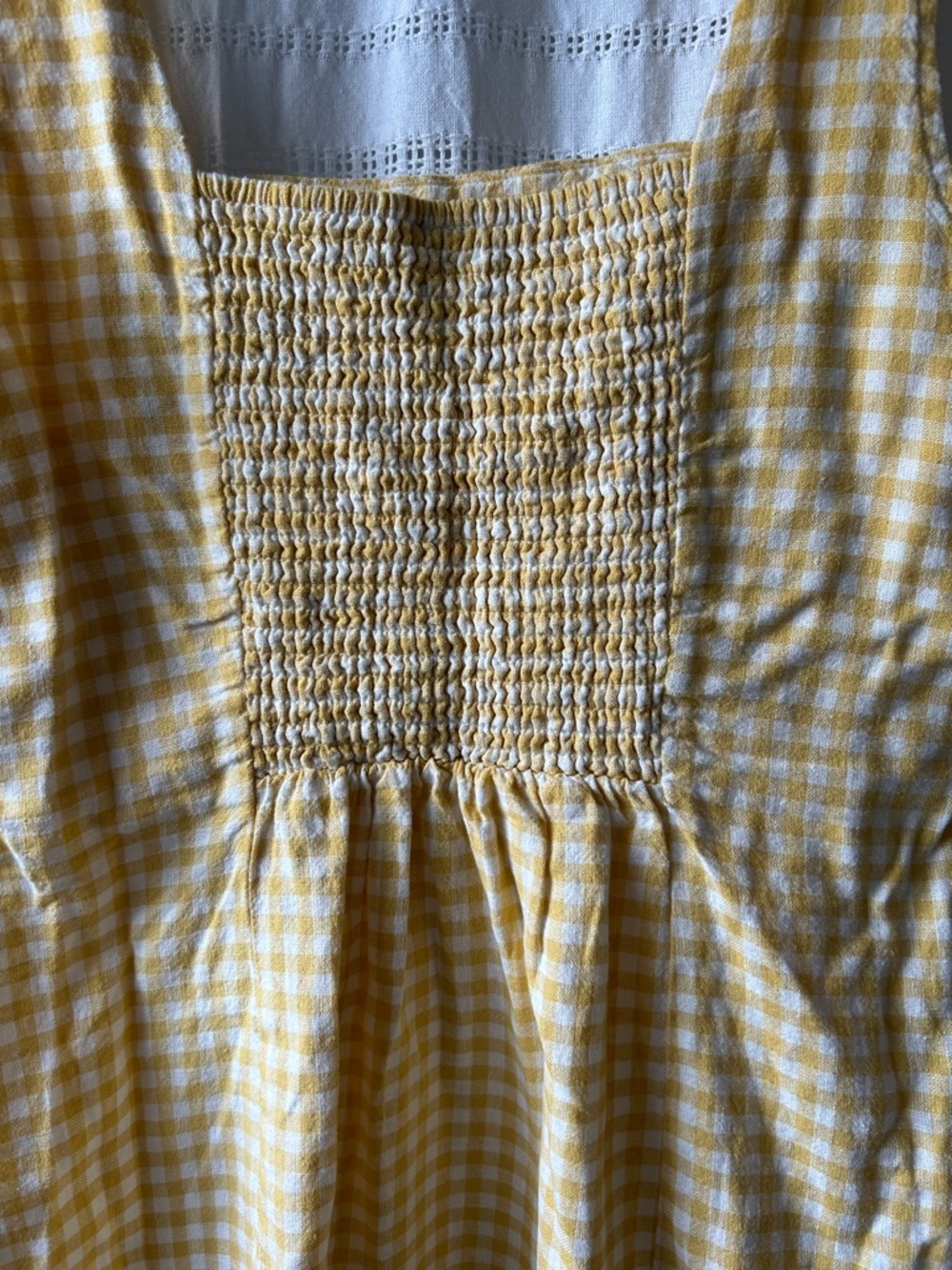 Old Navy Square Neck Linen Blend Yellow Gingham Sundress - Picture 6 of 7